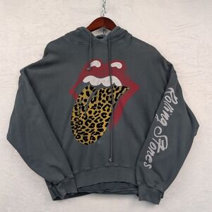 Daydreamer Rolling Stones Hoodie Womens L Gray Leopard Tongue Graphic Rock USA